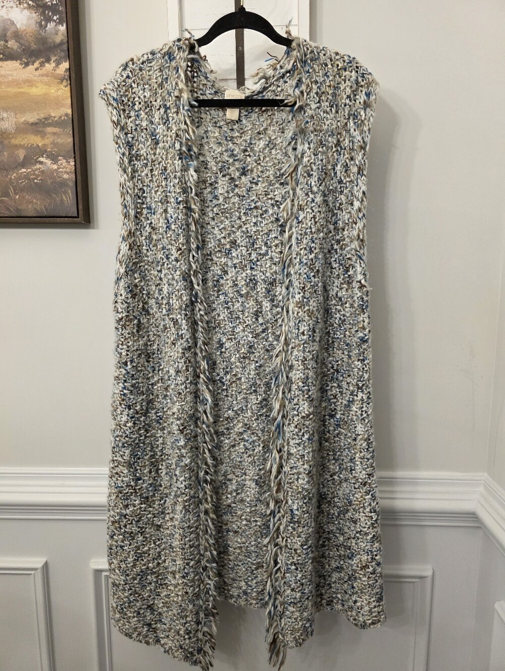 Chico's Acrylic Knit Open Front Cardigan Size 2